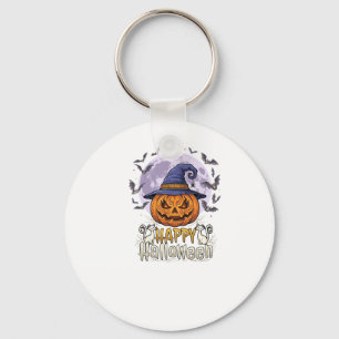Porte-clés Joyeux Halloween Citrouille Sorcière Chapeau Chauv