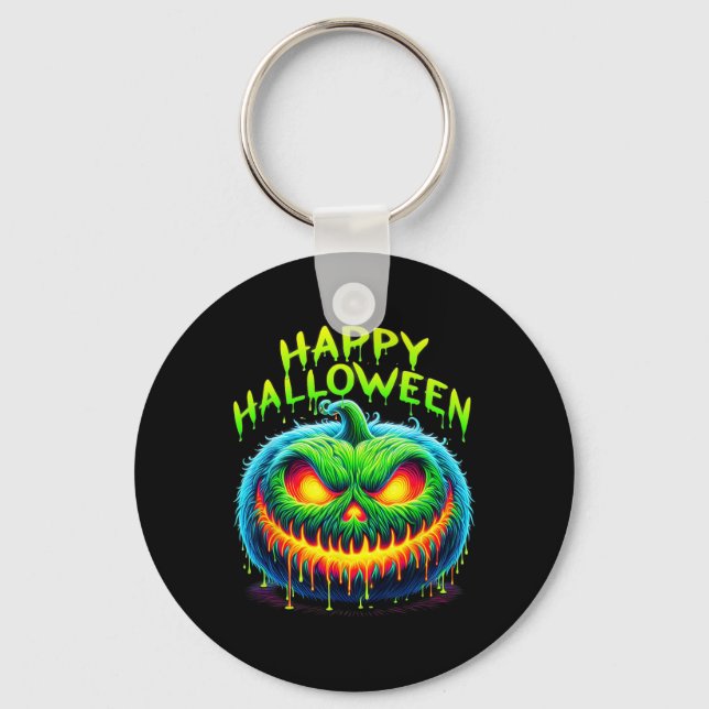 Porte-clés Joyeux Halloween Éffrayant Jack-o'-lantern Citroui (Recto)