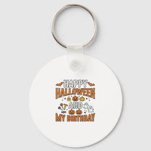 Porte-clés Joyeux Halloween et mon anniversaire design vintag