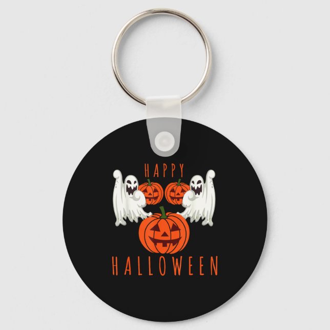 Porte-clés Joyeux halloween jack o lanterne fantômes effrayan (Recto)