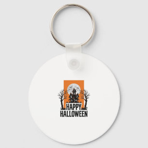 Porte-clés Joyeux Halloween Maison Hantée Graphique Vintage_1