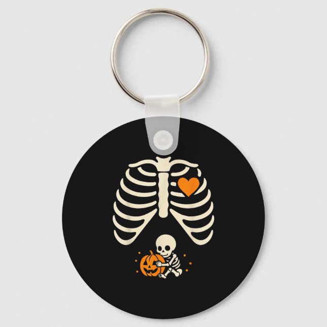Porte-clés Joyeux Halloween Pregnant Baby Skeleton Mer Éffray (Recto)