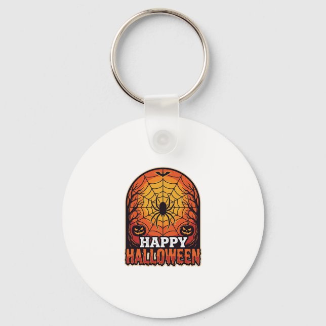 Porte-clés Joyeux Halloween Toile d'araignée Design de gravur (Recto)