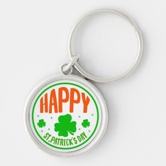 Porte-clés Joyeux jour de la Saint-Patrick dessin circulaire (Devant)