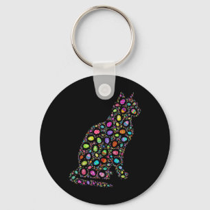 Porte-clés Joyeux jour de Pâques Chat Œufs Drôle Correspondan