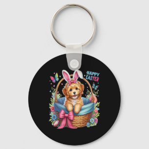 Porte-clés Joyeux Jour de Pâques Doodle d'or Amoureux de les