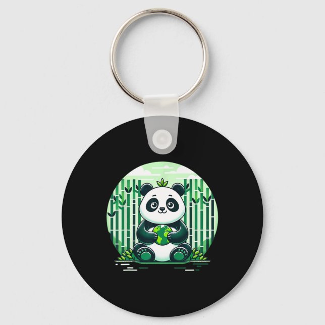 Porte-clés Joyeux Jour des terres Avec Panda (Recto)