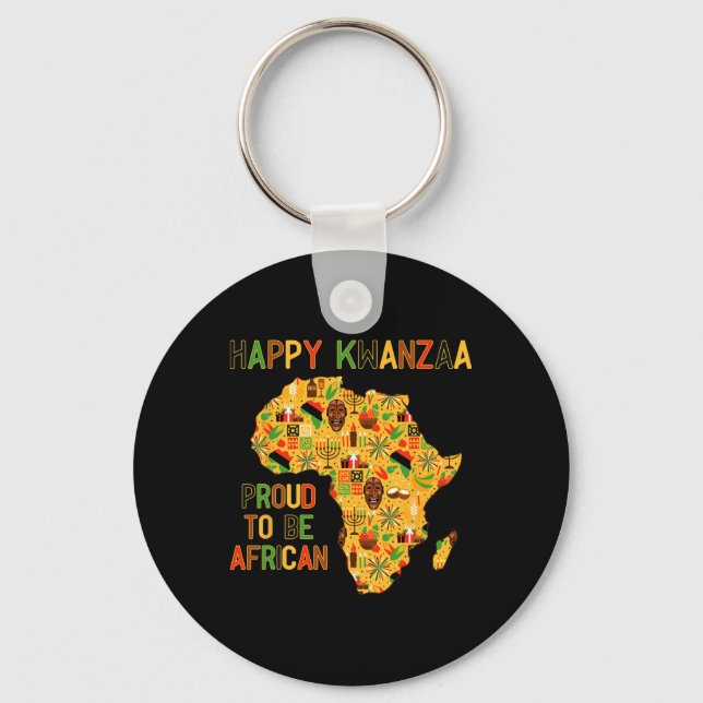 Porte-clés Joyeux Kwanzaa Africa Map 7 Principles Celebration (Recto)