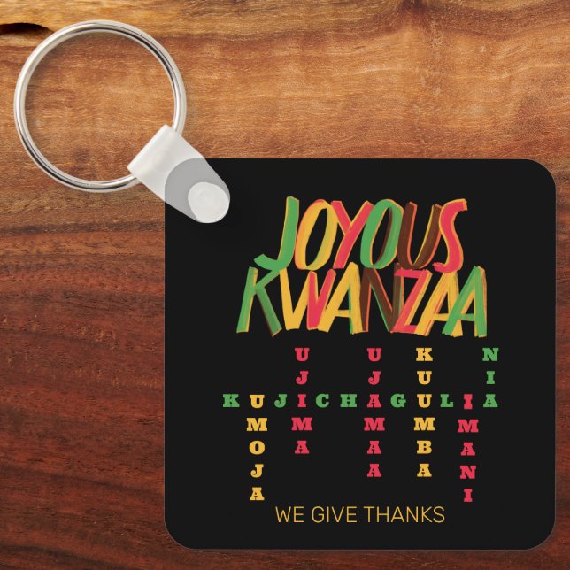 Porte-clés Joyeux KWANZAA Principes mot-clé (Recto)