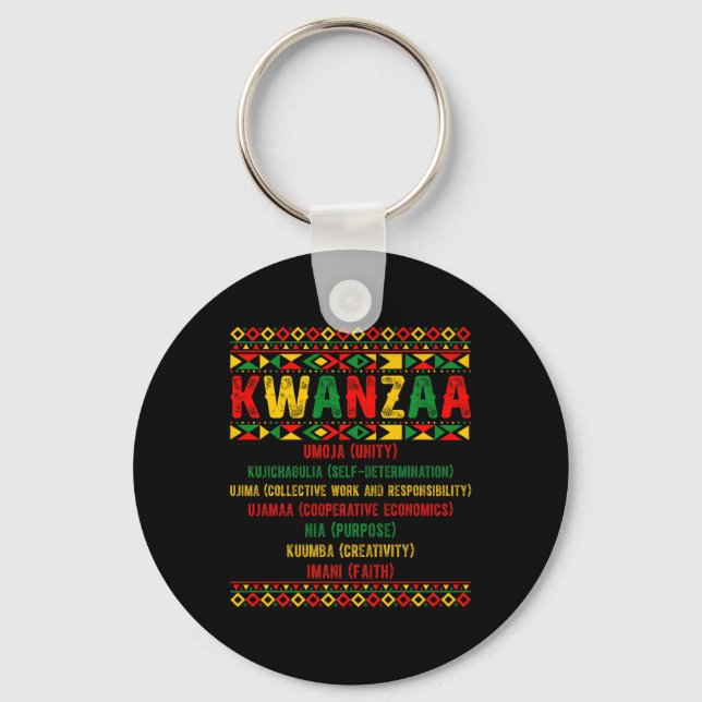 Porte-clés Joyeux Kwanzaa Pyjama Kinara Principes Bougies Pan (Recto)