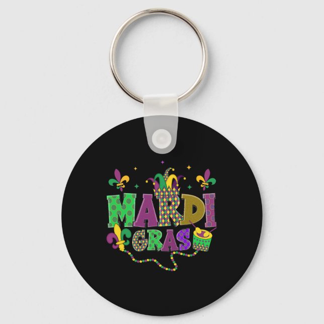 Porte-clés Joyeux Mardi Gras Carnaval Fat Mardi Fleur De Lis (Recto)