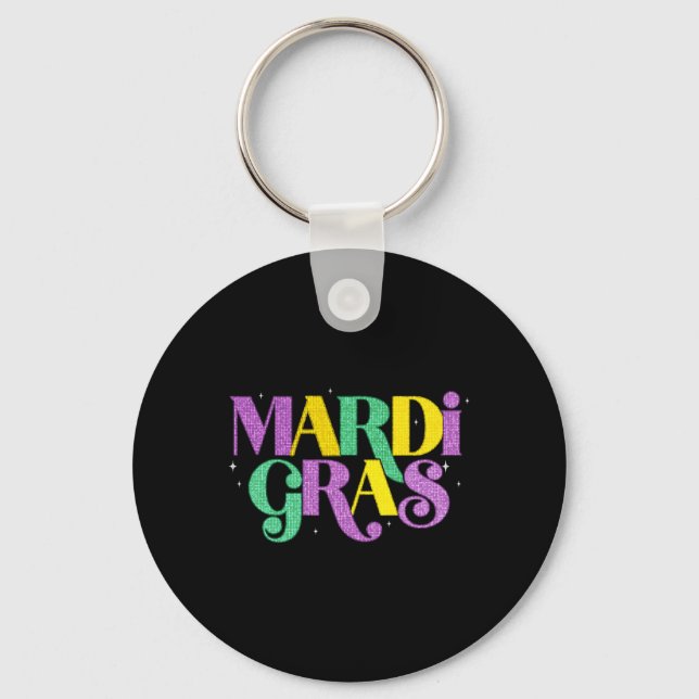 Porte-clés Joyeux Mardi Gras Carnaval Fat Mardi Fleur De Lis (Recto)