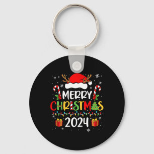 Porte-clés Joyeux Noël 2024 Santa Hat Correspondance de famil