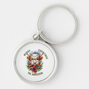 Porte-clés Joyeux Noël à la vache mignonne