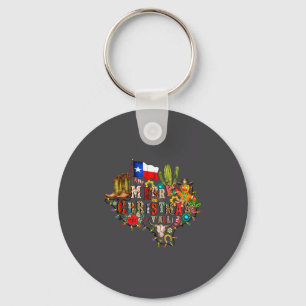 Porte-clés Joyeux Noël à vous tous Texas Map Chapeau de Père