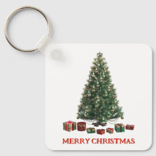 Porte-clés Joyeux Noël. Arbre (modèle 1) avec des cadeaux