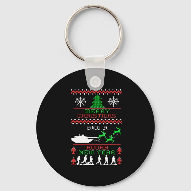 Porte-clés Joyeux Noël Armée Nouvel An (Recto)