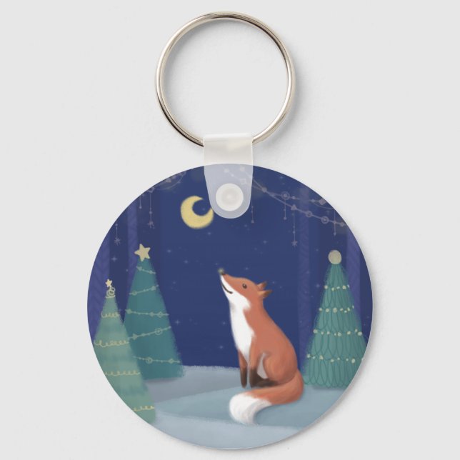 Porte-clés Joyeux Noël : Art Illustration Fox (Recto)
