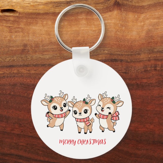 Porte-clés Joyeux Noël Bébés Cerfs (Verso)