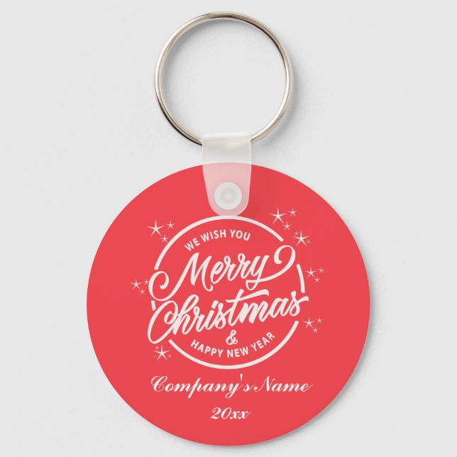 Porte-clés Joyeux Noël & Bonne Année, Typographie Blanche (Recto)