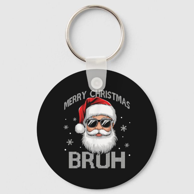 Porte-clés Joyeux Noël Bruh Funny Père Noël Retro Hommes W (Recto)