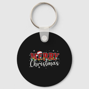 Porte-clés Joyeux Noël Buffalo à carreaux rouge Père Noël Fam