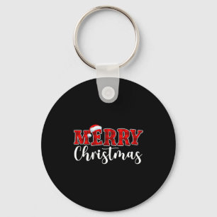 Porte-clés Joyeux Noël Buffalo Carreaux Rouge Chapeau de Père