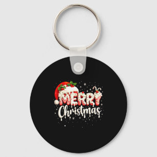 Porte-clés Joyeux Noël Chapeau de Père Noël Xmas Pyjama Famil