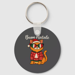 Porte-clés Joyeux Noël Chat Italien de Noël, Italie Fierté Ho