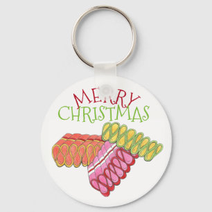 Porte-clés Joyeux Noël Classique Ruban Dur Bonbons Vacances