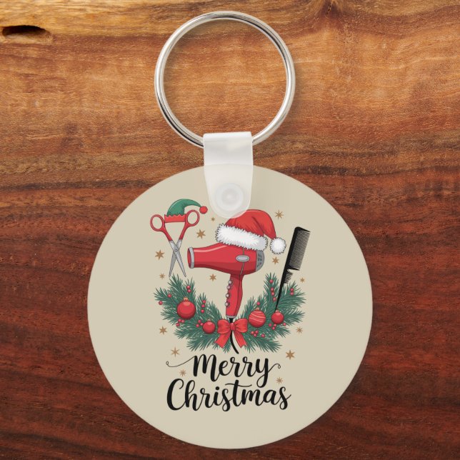 Porte-clés Joyeux Noël Coiffeur Coiffeuse Noël Cheveux  (Recto)