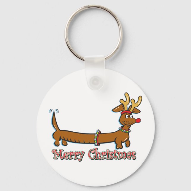 Porte-clés Joyeux Noël Dachshund (Recto)
