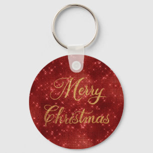 Porte-clés Joyeux Noël de la parties scintillant rouge