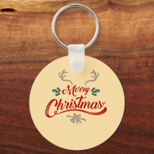 Porte-clés Joyeux Noël Design Vintage Rouge et vert