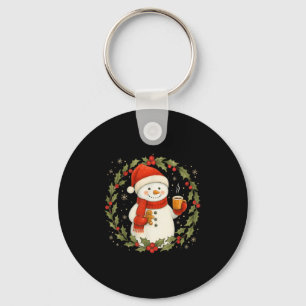 Porte-clés Joyeux Noël drôle Bonhomme de neige Café Pain d'ép