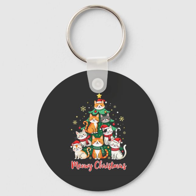 Porte-clés Joyeux Noël Drôle Catmas Kitten Xmas Tree (Recto)