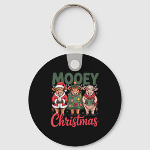 Porte-clés Joyeux Noël Drôle de vache des Highlands Design Xm