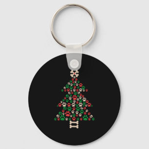 Porte-clés Joyeux Noël Empreintes de pattes Chien de Noël Arb