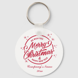 Porte-clés Joyeux Noël et Bonne Année, Typographie Rouge