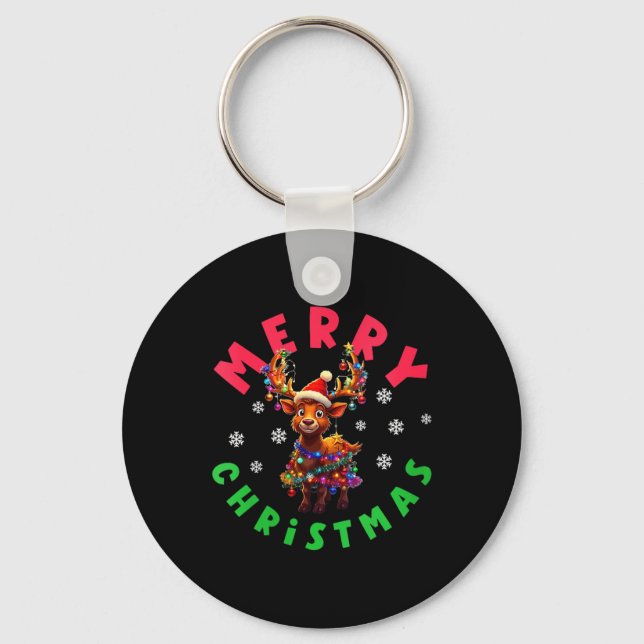 Porte-clés Joyeux Noël Femmes Renne de Noël Mignon (Recto)