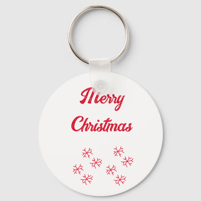 Porte-clés Joyeux Noël flocons de neige rouges fête stylée  (Recto)