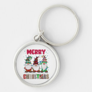 Porte-clés Joyeux Noël Gnome Famille Drôle d'arbre de Noël
