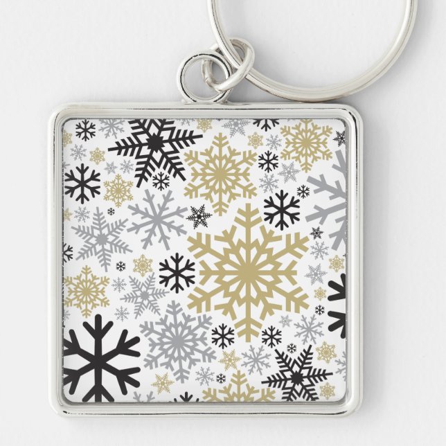 Porte-clés Joyeux Noël hiver Motif de flocon de neige (Devant)