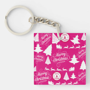 Porte-clés Joyeux Noël Hot rose Fêtes Conception