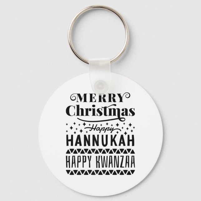 Porte-clés Joyeux Noël Joyeux Hanoukka Joyeux Kwanzaa (Recto)