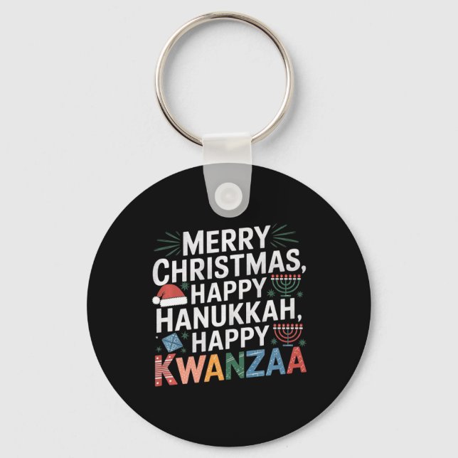 Porte-clés Joyeux Noël Joyeux Hanoukka Joyeux Kwanzaa 14 (Recto)