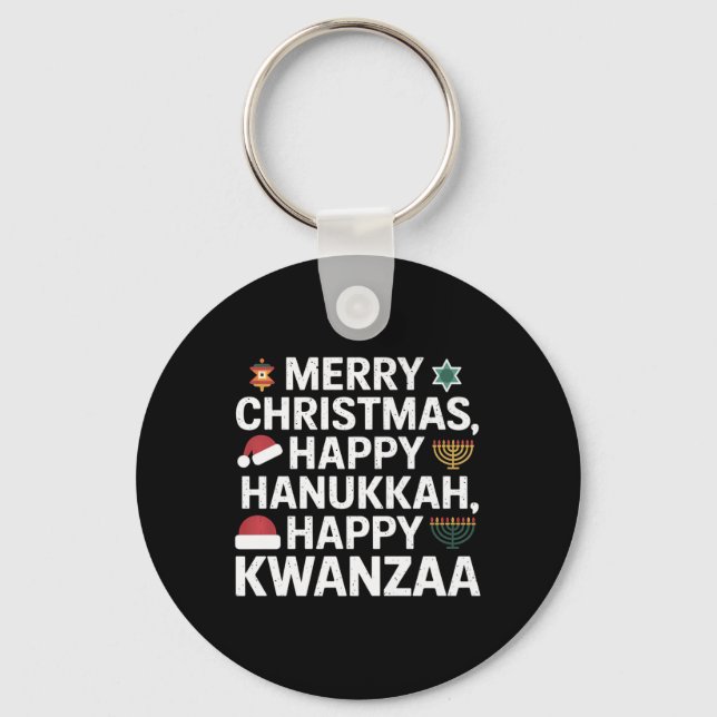 Porte-clés Joyeux Noël Joyeux Hanoukka Joyeux Kwanzaa 15 (Recto)