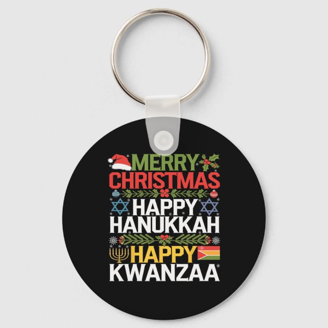 Porte-clés Joyeux Noël Joyeux Hanoukka Joyeux Kwanzaa 18 (Recto)