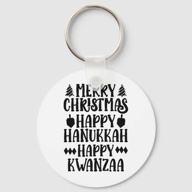 Porte-clés Joyeux Noël Joyeux Hanoukka Joyeux Kwanzaa 6 (Recto)