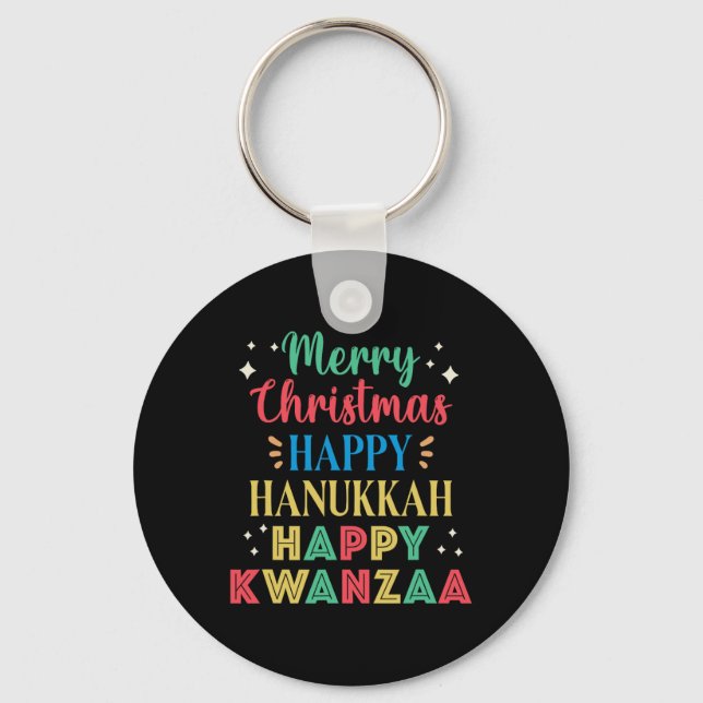 Porte-clés Joyeux Noël Joyeux Hanoukka Joyeux Kwanzaa 9 (Recto)